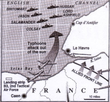 Illustration of attack on HM Ships Britomart, Hussar & Salamander