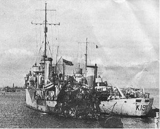HMS Salamander after attack