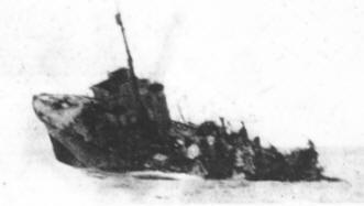 HMS Leda sinking (Photo from U Boat) - Halcyon Class Minesweeper