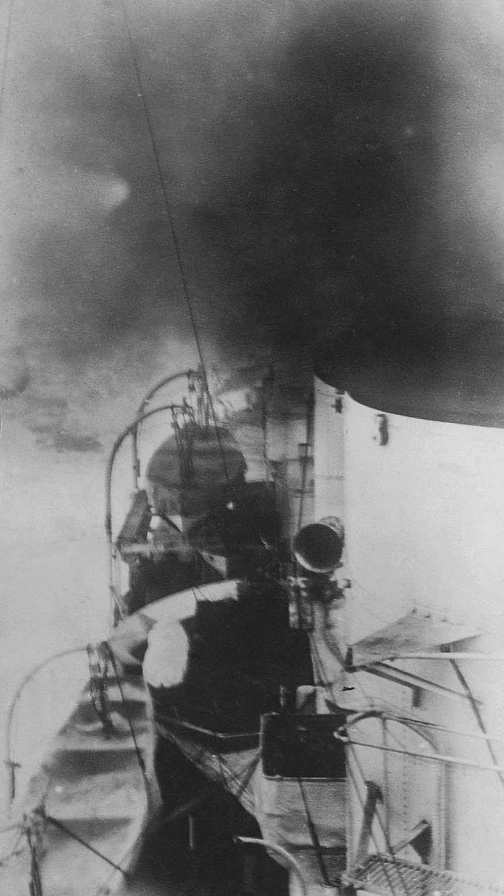 HMS Speedy making smoke in Malta Convoy