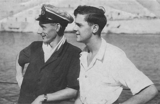 Roy West & Canteen Manager. Malta, Nov 1942